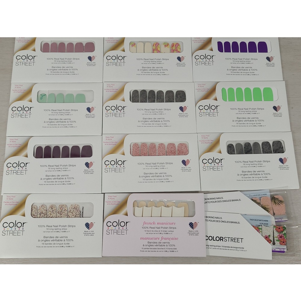Color Street Real Nail Polish Strips Bundle 12 Full Sets + Samples Multi-Color